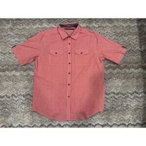 Sean John Y2K Red & White Plaid Short Sleeve 
Dress Shirt Men’s Size 2XL